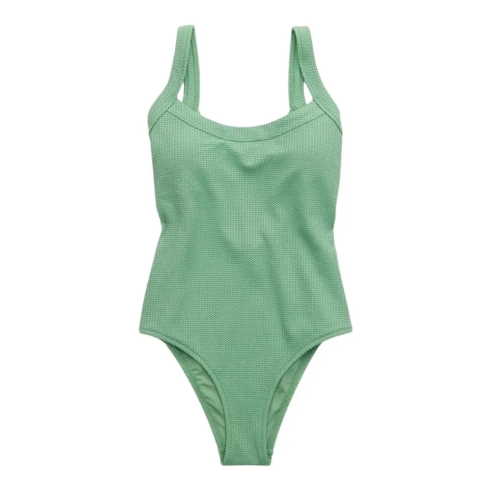 Aerie Scoop Back Textured Waffle Knit One Piece Swimsuit Sz M